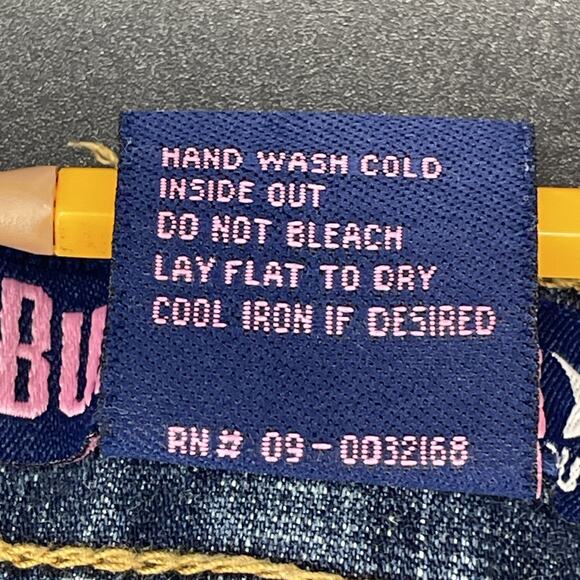 Vtg Y2K Bubblegum Jeans Womens 3/4 Flare Gold Silver Embroidered Stars Low Rise - Picture 7 of 8